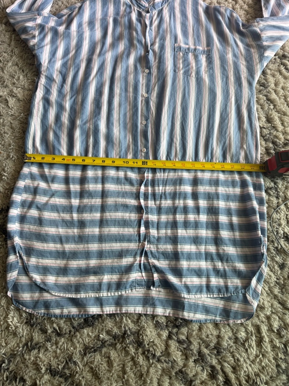 Blue and White Striped Button-Up Shirt Dress - Picture 4 of 5
